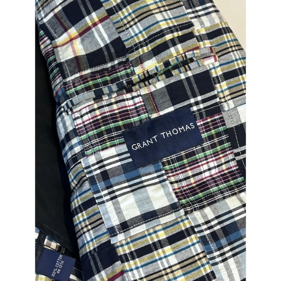 Grant Thomas XL Patchwork Madras Plaid Cotton Blazer Sport Coat Jacket Preppy - Picture 8 of 11